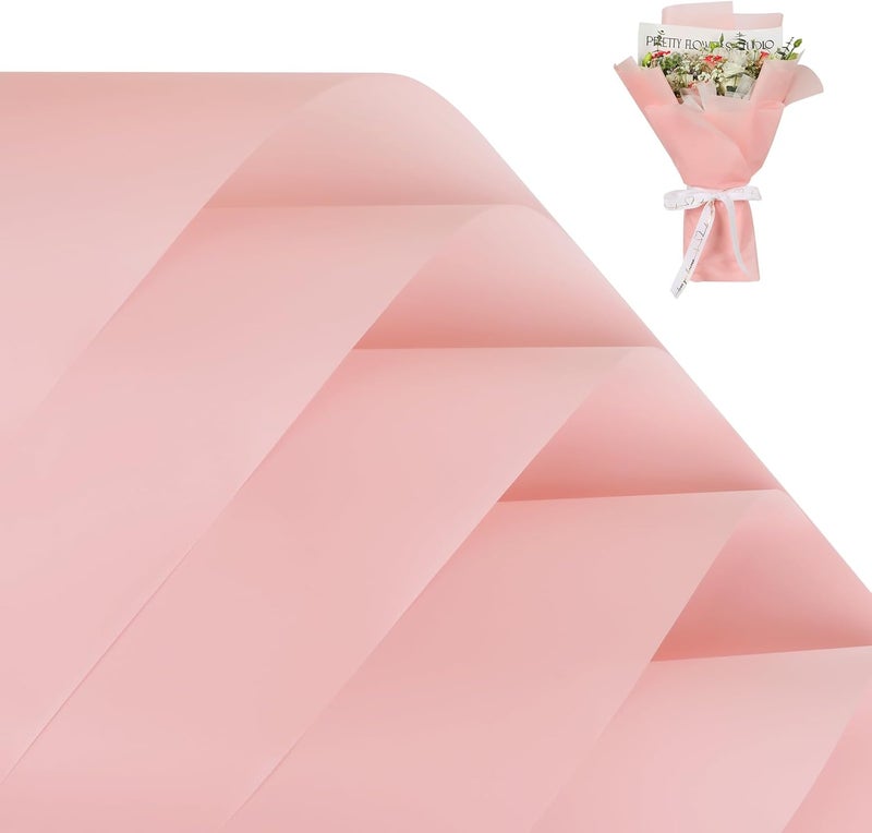 FUHITIM 20 Sheets Flower Wrapping Paper -Waterproof Floral Bouquet Wrapping Paper Used for DIY Crafts, Gift Packaging, Florist Supplies Packaging Paper for Wedding Birthday Gift (Misty Light Pink) - Image 1